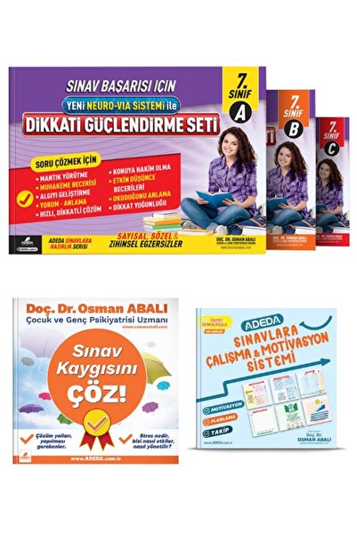 Adeda Yayınları Dikkati Güçlendirme Seti 7. Sınıf 13 Yaş Ve Sınav Kaygısını Çöz! + Sınavlara Çalışma Ve Motivasyon S