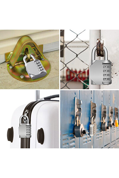 Generic 1 Piece 4-Digit Combination Lock - 50mm, Luggage and Travel Security Lock - Silver