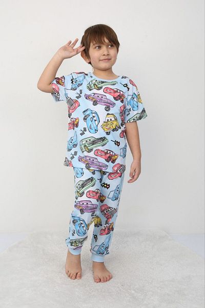 bunny hopp Set de pijamale cu model de mașină pentru băiat – Set de dormit confortabil și elegant, 100% bumbac