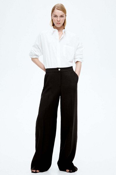 H&M Oversized linen-blend shirt