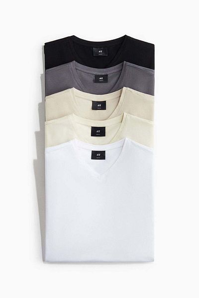 H&M 5-pack Slim Fit V-neck T-shirt