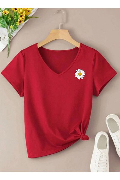 woonkey Women's Printed V-Neck Regular T-Shirt