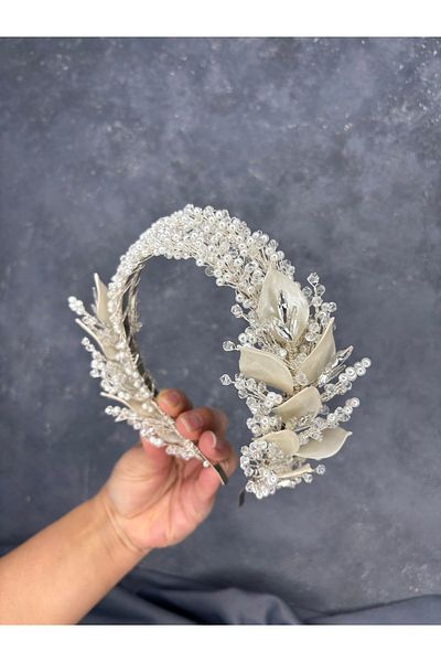Hayalperest boncuk Asensa Double Row Enameled Crystal Bridal Crown Hair Accessory