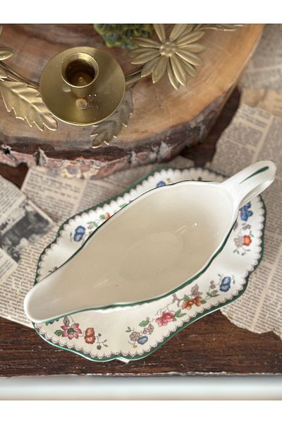 SPODE Chinese Rose Chinese Rose Patterned Colorful Floral Antique Porcelain Sauce Bowl Presentation Bowl