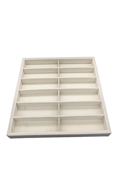 Aydın Decor Εγχώριας παραγωγής Havana Model Suede Fabric Cream Χρώμα 36/38 cm Συρτάρι με θήκες Ici Glass Stand