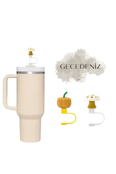 GECEDENİZ Straw Stopper Quencher Thermos Compatible 3D Fruit