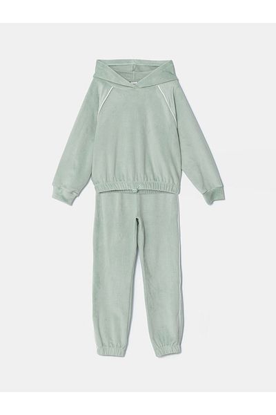 LC Waikiki Lcw Hooded Velvet Girl's Tracksuit Suit Fast Fashion
