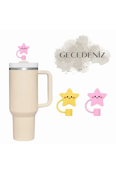 GECEDENİZ Straw Stopper Quencher Thermos Compatible Star
