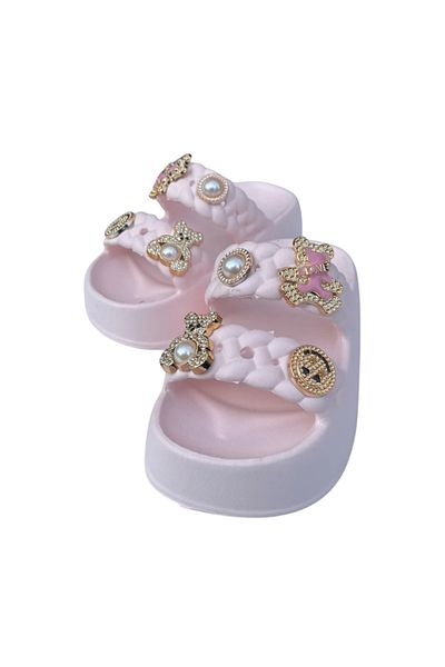 rs riva shoes Lány medence strand vakáció napi nyári kényelmes csúszásmentes talpú Emoji kőpapucs
