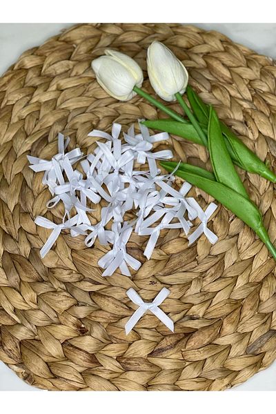 HİMENİSA 50 Pieces 6 mm White Mini Satin Ribbon Gift Ornament