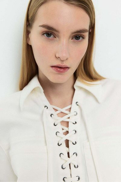 H&M Lace-up Denim Dress