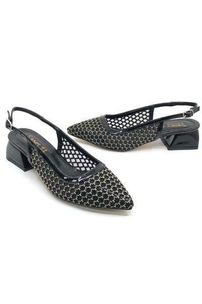 Kids Club Shoes Balerina de damă Seribo Lace Stone cu toc scurt, cu spatele d...