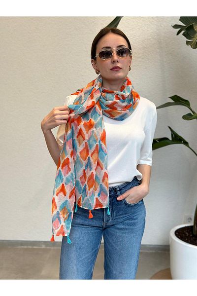 novon Vrsc Lemon Garden Design Soft Textured Special Design Tassel Shawl