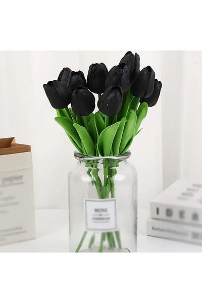 baskıtek Πραγματική εμφάνιση Τεχνητή 10 Wet Black Tulip 30 cm