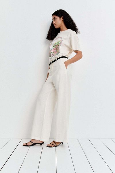 H&M Wide linen-blend trousers
