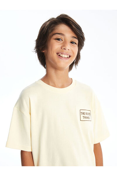 LC Waikiki Ανδρικό παιδικό μπλουζάκι LCW Crew Neck Oversize Tok Fabric