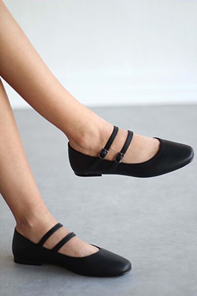 Kids Club Shoes Seribo Double Sa detaljem kopče ženske Baletanke cipele CRNE