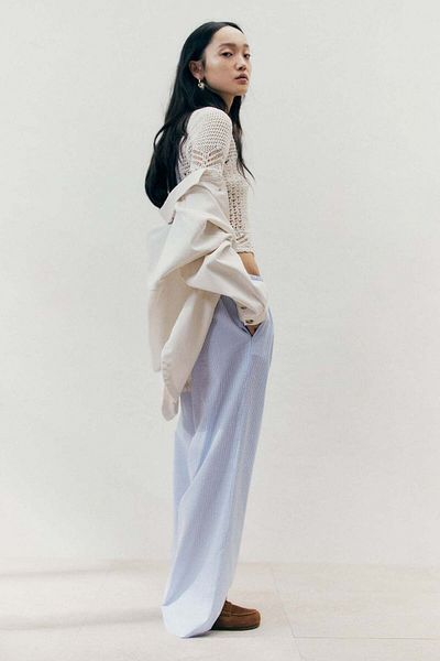 H&M Seersucker Drawstring Trousers