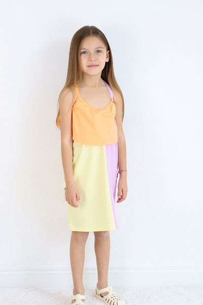 Pijamella Girl's Multicolor Above Knee Combed Beach-Pool-Sea Dress