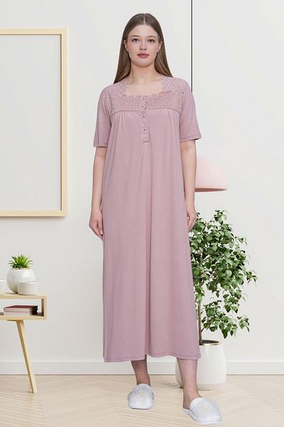 Mecit Pijama Mecit 6049 Dried Rose Large Size Women's Nightgown