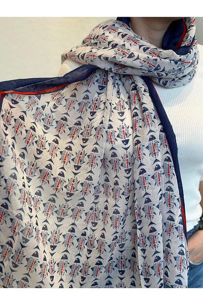 novon Alaçatı Marine Design Premium Cotton Shawl 190 X 90 cm