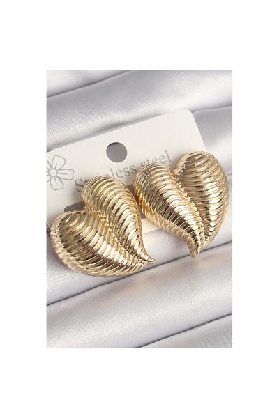 Skygo Brass Gold Color Embroidered Bomb Heart Model Women's Earrings - Tj-Bkp10260