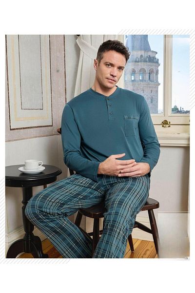 Pijamoni Ανδρικό σετ πιτζάμες με μακρυμάνικο γιακά με κουμπιά 6800/10 - 1 τεμάχιο