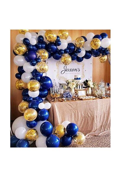 Ezgi Party Store Dark Blue Gold Balloon Chain - 100 Balloons, 5 Mt Chain Apparatus