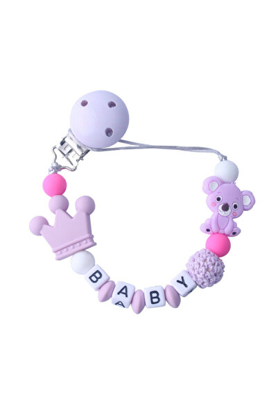 Generic Beads Pacifier Holder With Teether Purple - Style01