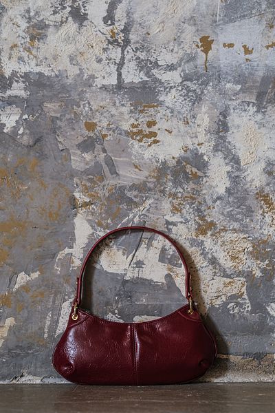 Çantacımstore Geantă de umăr Baguette Look piele - Roșu Claret