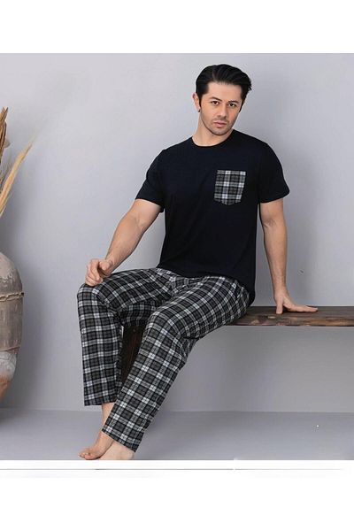 Pijamoni Ανδρικό σετ πιτζάμες με κοντό μανίκι με λαιμόκοψη 6163/7 - 1 τεμάχιο