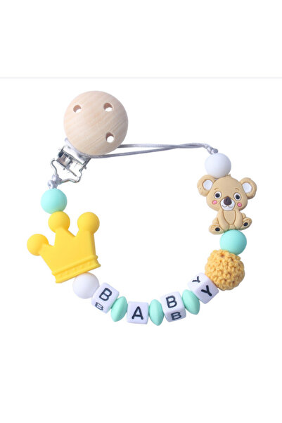 Generic Beads Pacifier Holder With Teether Orange - Style01