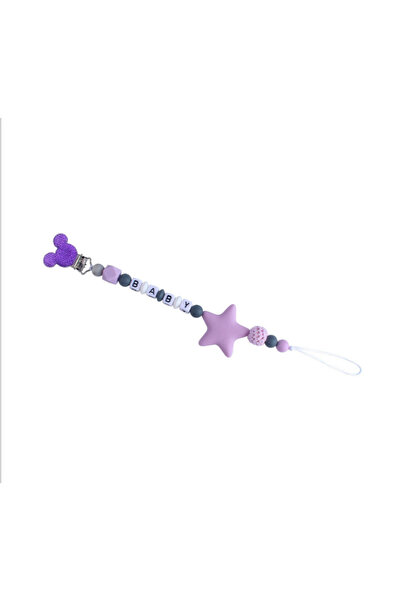 Generic Beads Pacifier Holder With Teether Purple - Style03