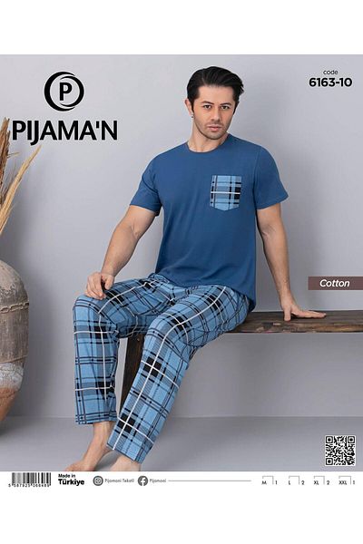 Pijamoni Set pijama subțire cu mânecă scurtă pentru bărbați 6163/10 - 1 bucată