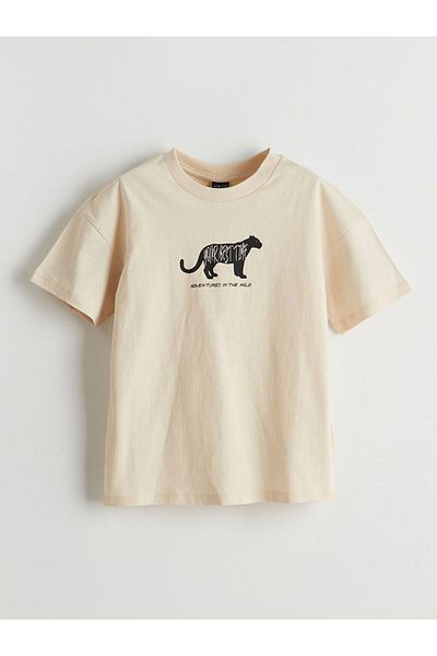 LC Waikiki Νέα σεζόν Crew Neck Tiger Printed Boy's Tisort - S5IU47Z4