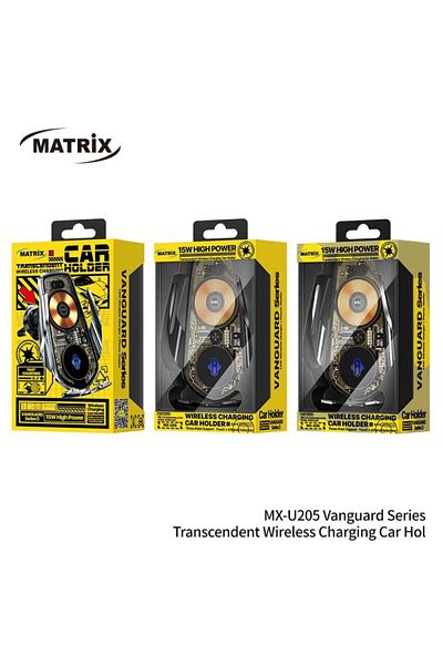 Matrix Wireless Charging Car Holder - 15 W - Black - MX-205
