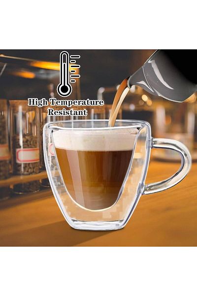 Generic Set of 2 double-walled glass coffee cups for tea, nescafe and coffee