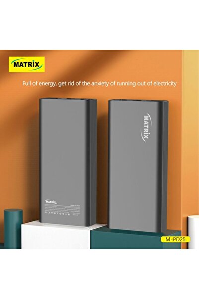 Matrix Power Bank With Display Screen - 20000 mAh - Black - M-PD25