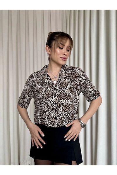KAZAX Leopard Print Crop Shirt