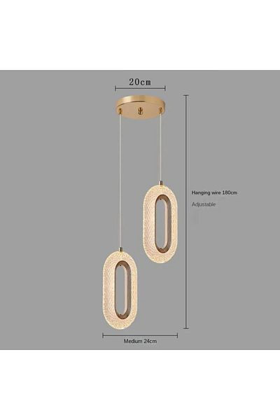 ludengchaoshi 3-color Light 2 Head-gold Modern Bedside Pendant Light, Long Line Living Room Background Wall Light,