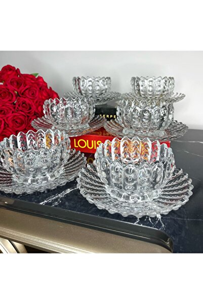 Evimin Eşyası 6’lı Cam Tabaklı Kase Set( Model 1)