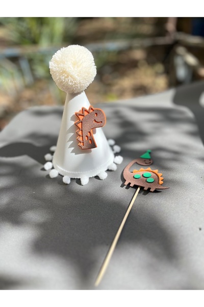 aloha concept Σετ καπέλο και στολίδι για τούρτα Dinosaur Party 2 τεμ