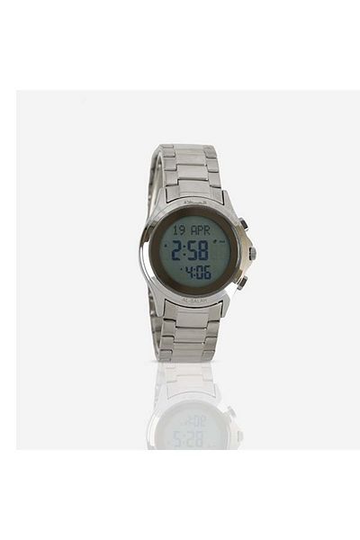 AL FAJIR Men's Stainless Steel Digital Quartz Islamic Prayer Watch