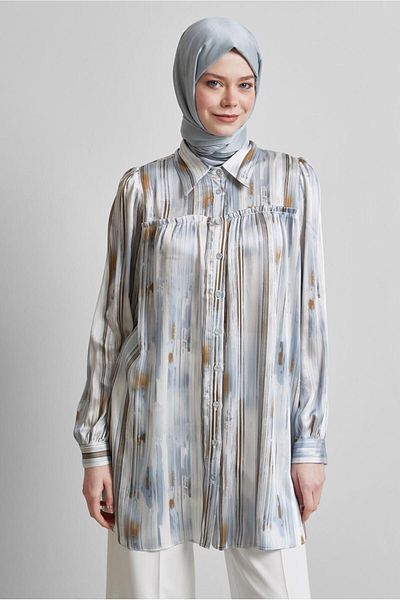 Alvina Satin Shirt Tunic Model: 45407