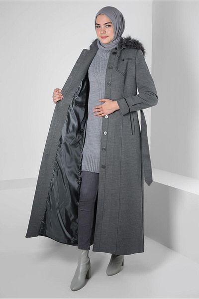 Alvina HOODED BELTED MANTO 90342