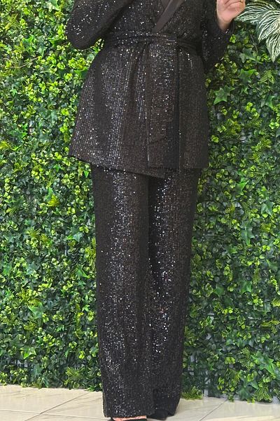 Cashmere Moda Women, Flexible Waist, Lined, Sequined Sequin, Long Pants