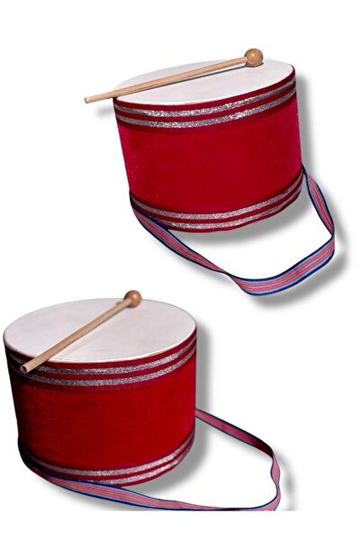 SAZE Deri Oyuncak Askılı Davul Eğlenceli Oyuncak Küçük Boy 18 Cm Davul Oyuncak