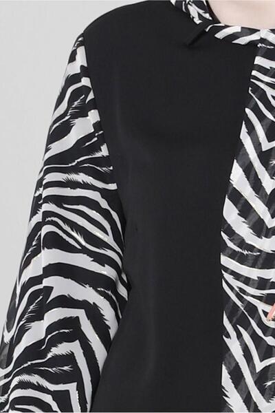 Alvina Aerobin Tunic - Patterned and Scarf Collar, Model 20256