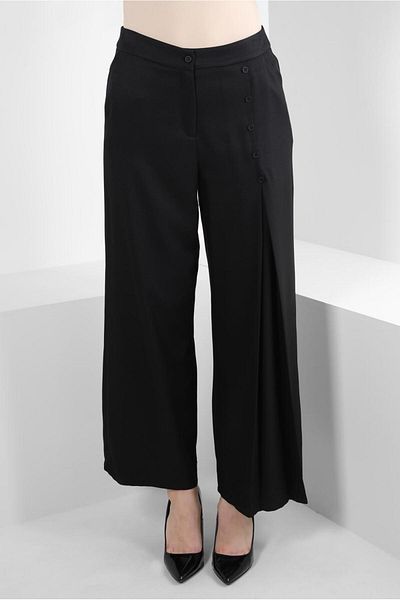 Alvina BATTERY DETAILED BUTTONED WIDE LEG PANTS 70524