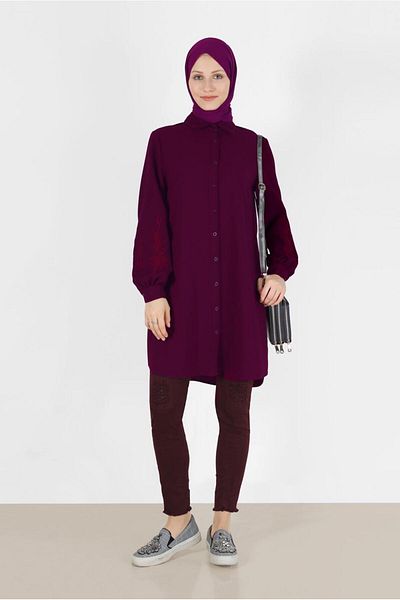 Alvina BUTTON TUNIC WITH BUTTON WITH EMBROIDERY DETAIL ON ARMS 42445